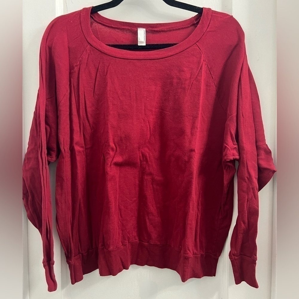 American Apparel Classic Girl baseball style long sleeve shirt red size large